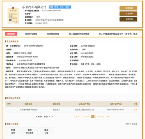 小米汽車注冊地揭曉 北京經(jīng)濟技術開發(fā)區(qū)